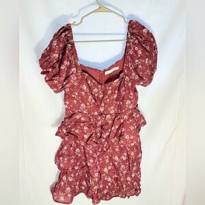 Altar'd State XL Red Shimmer Floral Dress